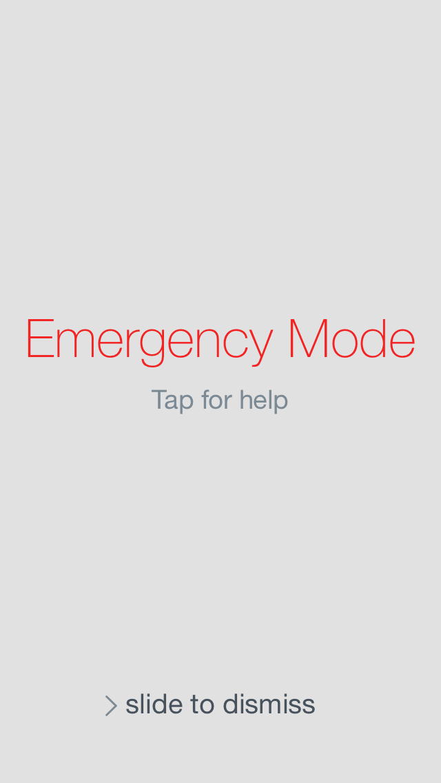 Mockup showing an emergency mode screen