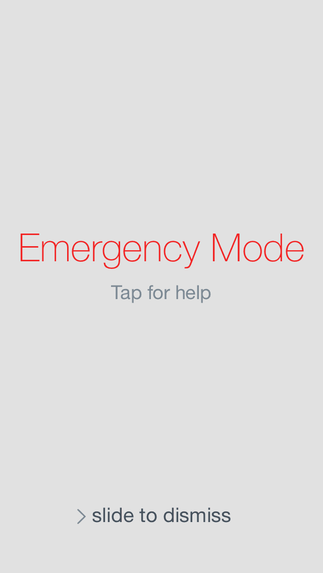 Mockup showing an emergency mode screen